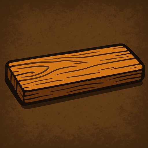 una tabla de madera alargada como si fuese de una cocina.
In-Game asset.  2d.  High contrast.  No shadows