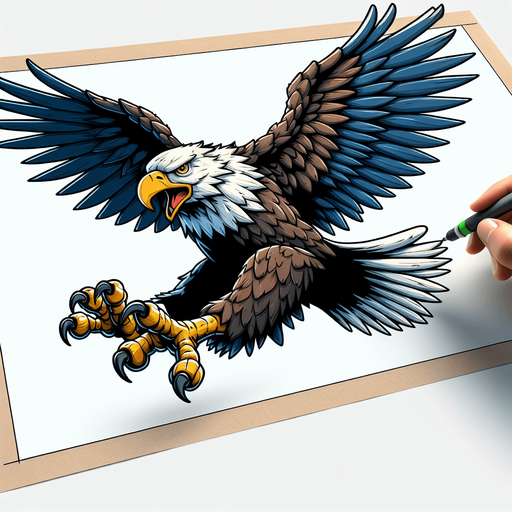 Swooping eagle with talons outstretched. Cartoon
Single Game Texture. In-Game asset. 2d. Blank background. High contrast. No shadows.