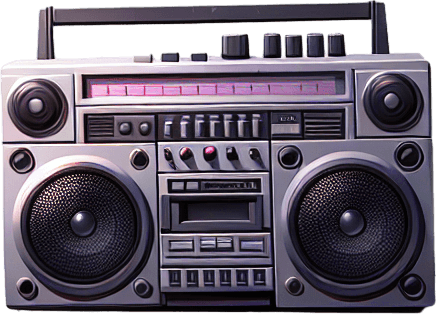 an urban street road near a boom box Single Game Texture. In-Game asset. 2d. Blank background. High contrast. No shadows.