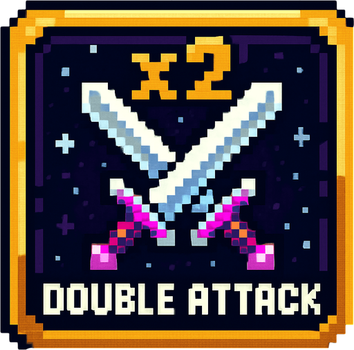 Карточка улучшения раздватвает атаку пиксельная в стиле космоса.
In-Game asset.  2d.  High contrast.  No shadows