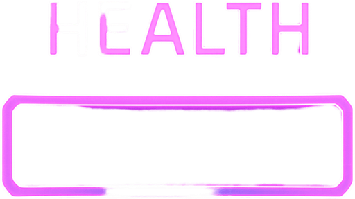 neon cyberpunk health meter empty glowing hologram flat 3d straight on symmetrical