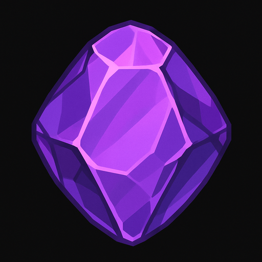 a purple gem not a diamond realistic.
In-Game asset.  2d.  High contrast.  No shadows