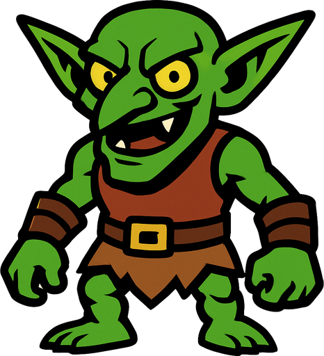 goblin.
In-Game asset.  2d.  High contrast.  No shadows