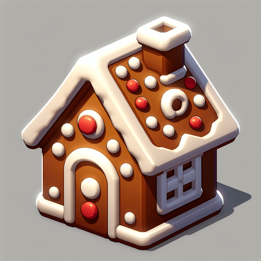 a christmas gingerbread house. plastic style. Single Game Texture. In-Game asset. 2d. Blank background. High contrast. No shadows.