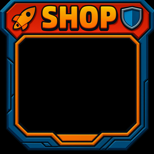 сделать точно такуюже рамку но надпись заменить на shop. звезду заменить на ракету, а стрелку на щит