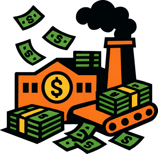 money factory.
In-Game asset.  2d.  High contrast.  No shadows