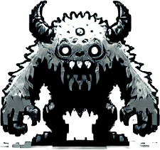 Canavar.
Single Game Texture.  In-Game asset.  2d.  Blank background.  High contrast.  No shadows