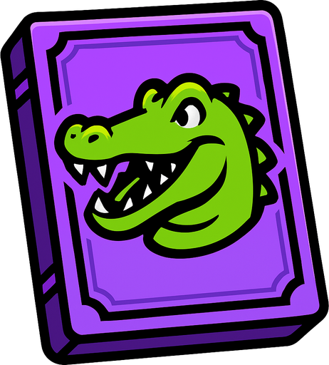 Purple card packet with a Crocodile in the center.
In-Game asset.  2d.  High contrast.  No shadows