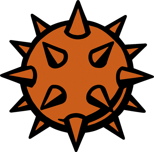 Sphere with spikes on it.
In-Game asset.  2d.  High contrast.  No shadows