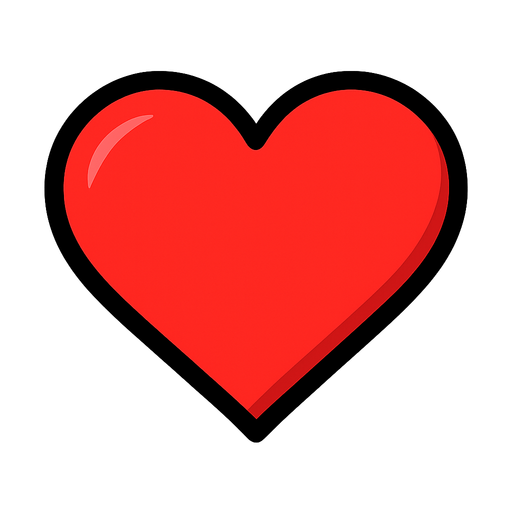Red heart.
In-Game asset.  2d.  High contrast.  No shadows