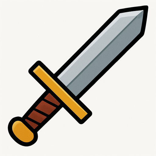 Basic sword.
In-Game asset.  2d.  High contrast.  No shadows