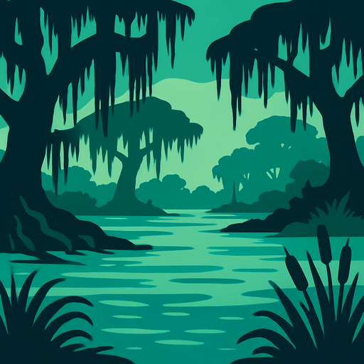 Fond d'écran marécages.
In-Game asset.  2d.  High contrast.  No shadows