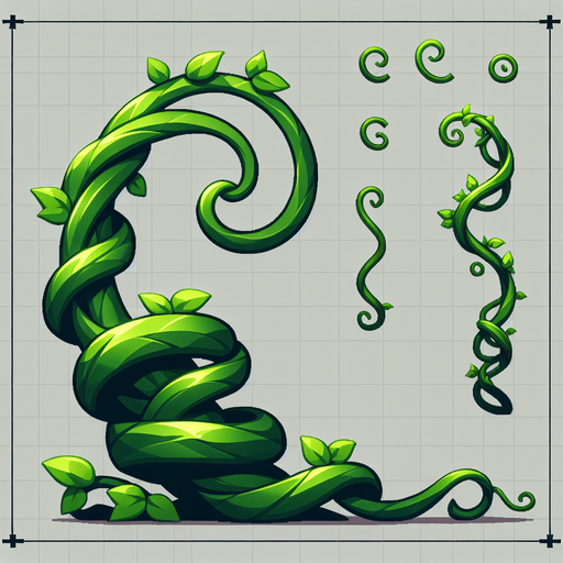 One green vine
Single Game Texture. In-Game asset. 2d. Blank background. High contrast. No shadows.