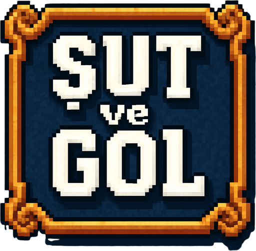 fancy pixelart title have shadow and white letters. text is  "ŞUT ve GOL".
In-Game asset.  2d.  High contrast.  No shadows