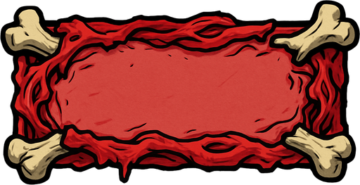 Zombie flesh and bone themed 2D cardboard hollow (without text) horizontal rectangular button..
In-Game asset.  2d.  High contrast.  No shadows