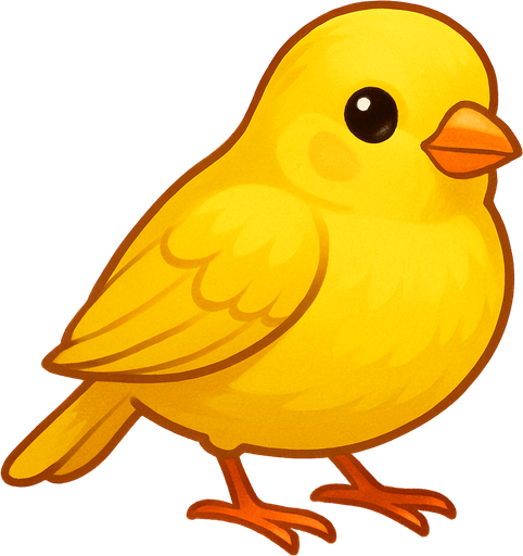A very sweet yellow canary bird.
In-Game asset.  2d.  High contrast.  No shadows