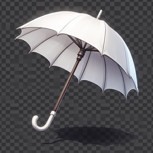 white umbrella.
Single Game Texture. In-Game asset. 2d. Blank background. High contrast. No shadows.