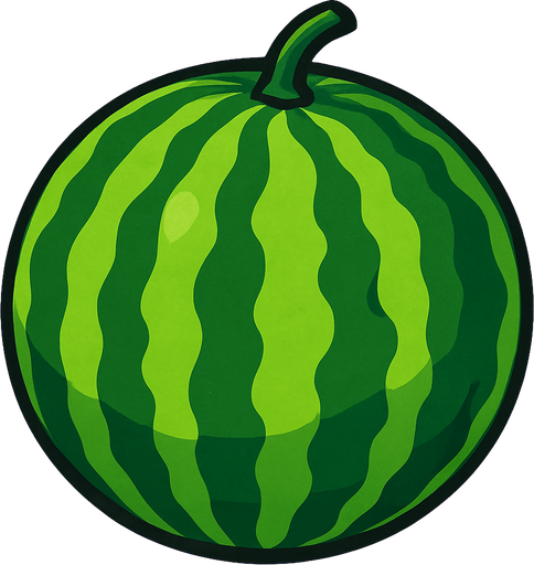 uncut watermelon.
In-Game asset.  2d.  High contrast.  No shadows