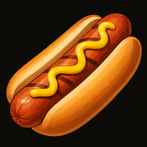 A realistic hotdog.
In-Game asset.  2d.  High contrast.  No shadows