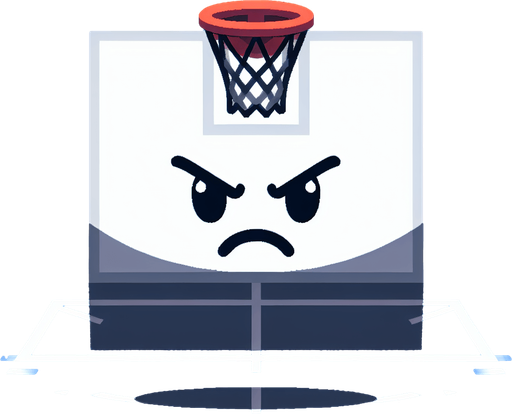 Angry basketball hoop.
Single Game Texture. In-Game asset. 2d. Blank background. High contrast. No shadows.