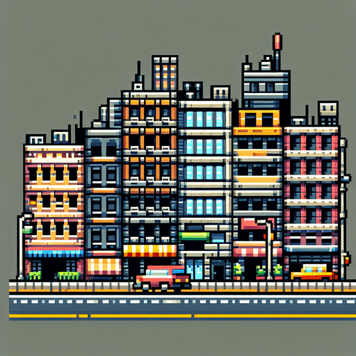 Cartoon. 8-bit. Close view of a stree block from the side. For a sidescroller game to be used as backgrouns. Single Game Texture. In-Game asset. 2d. Blank background. High contrast. No shadows.