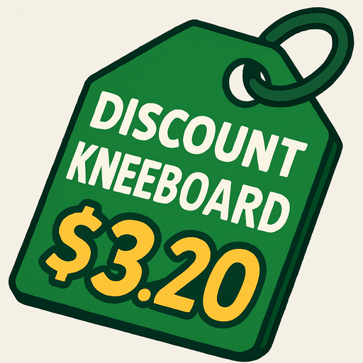 Green price tag that says discount kneeboard $3.20.
In-Game asset.  2d.  High contrast.  No shadows