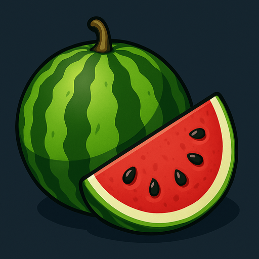 Watermelon.
In-Game asset.  2d.  High contrast.  No shadows. Realistic