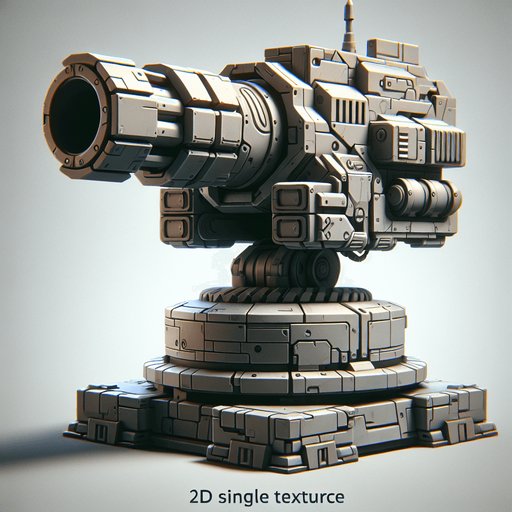 A turret.
Single Game Texture. In-Game asset. 2d. Blank background. High contrast. No shadows.