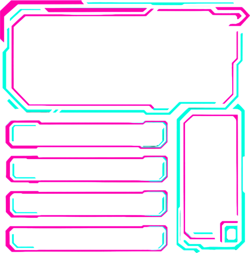 Empty cyberpunk style menu design.
In-Game asset.  2d.  High contrast.  No shadows