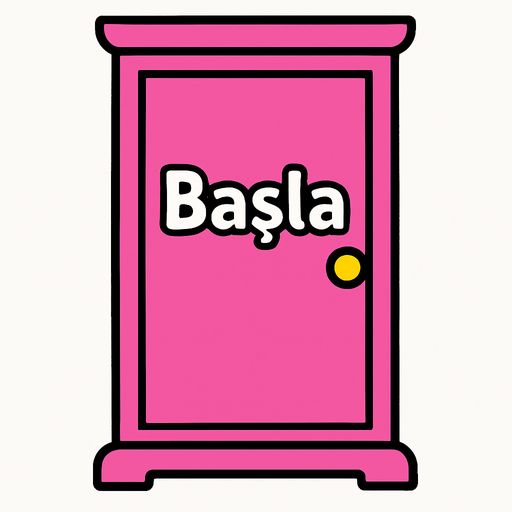 Draw Doraemon's door with the word "Başla" written on it..
In-Game asset.  2d.  High contrast.  No shadows