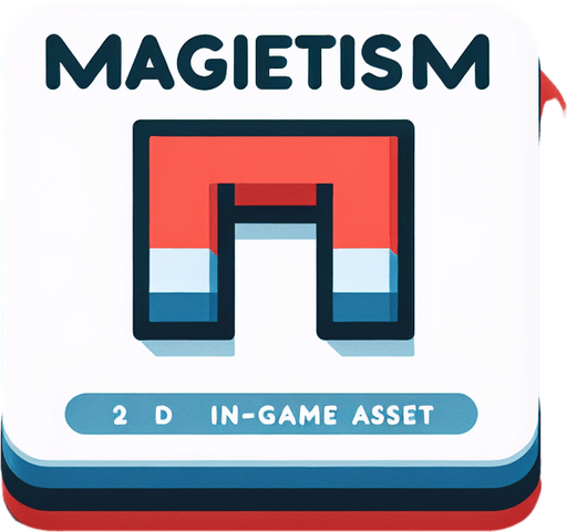 in-game asset. 2d. magnet graphic recentgular with text saying "Magnetism". blank background. minimalistic flat graphic. Single Game Texture. In-Game asset. High contrast. No shadows. red and blue.
Single Game Texture. In-Game asset. 2d. Blank background. High contrast. No shadows.