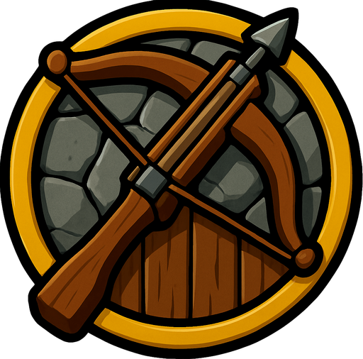 Rock and wood circle, decorated with a ring of gold. The turret is a huge heavy crosbow