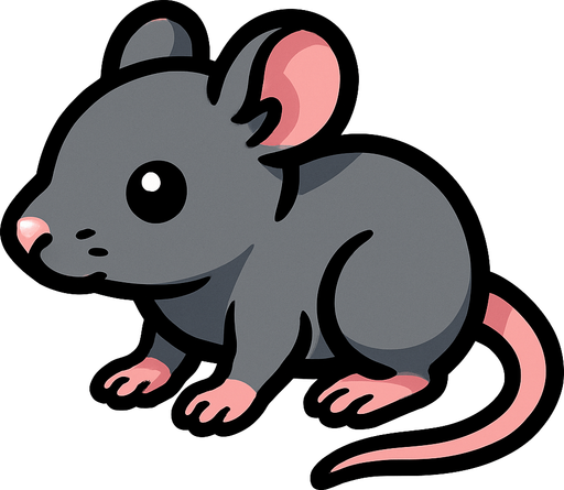 baby rat sprite.
In-Game asset.  2d.  High contrast.  No shadows. cartoonm. animated