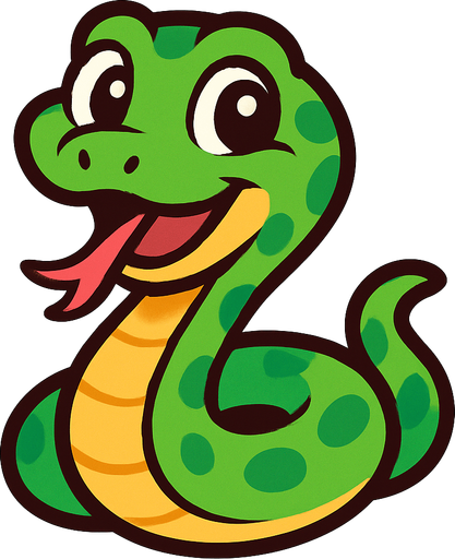 Cute snake.
In-Game asset.  2d.  High contrast.  No shadows