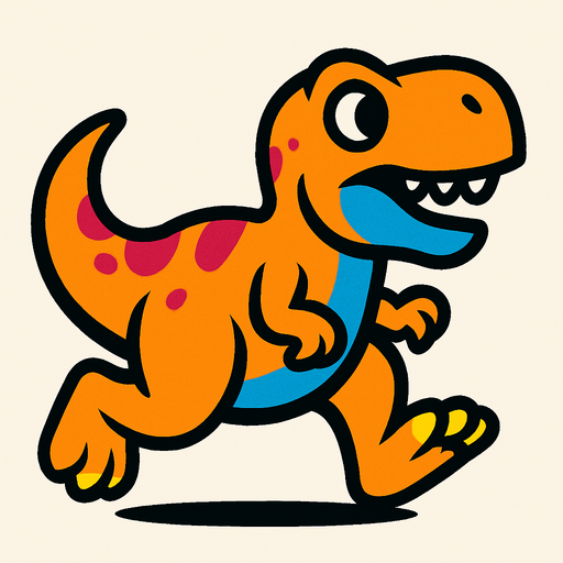 running dinosour.
In-Game asset.  2d.  High contrast.  No shadows