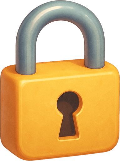 A padlock. Cute soft graphics. soft ambient light. semi-matte to satin surfaces. naturalistic with slight saturation boost colors. Tone is premium, friendly, clean with lifestyle or service-oriented appeal.
In-Game asset.  2d.  High contrast.  No shadows