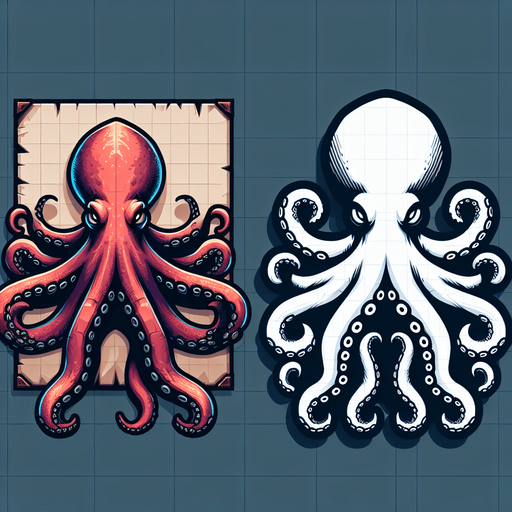 octopus.
Single Game Texture.  In-Game asset.  2d.  Blank background.  High contrast.  No shadows