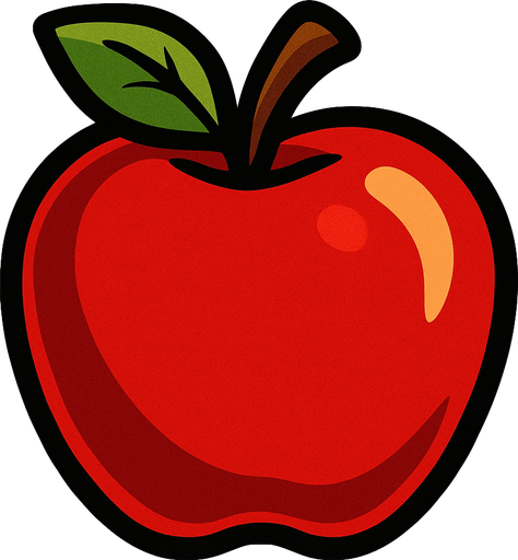 red apple.
In-Game asset.  2d.  High contrast.  No shadows