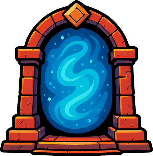 big portal magical door.
In-Game asset.  2d.  High contrast.  No shadows