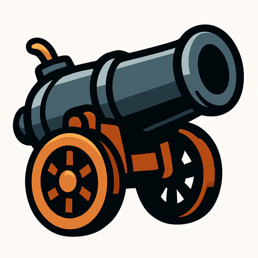 Un cañón.
In-Game asset.  2d.  High contrast.  No shadows