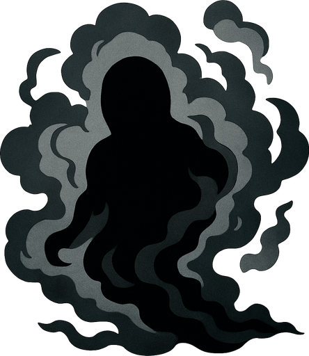 karanlık bir gölge , duman.
In-Game asset.  2d.  High contrast.  No shadows