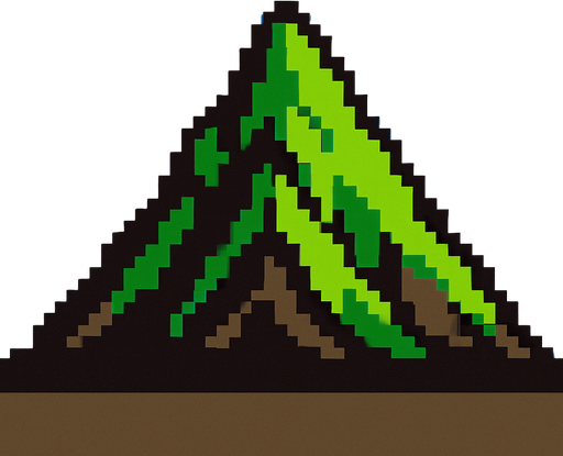 Dağ 2d pixel art.
In-Game asset.  2d.  High contrast.  No shadows