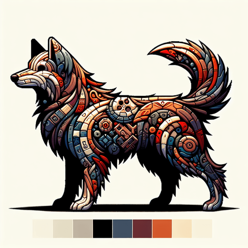 Dog.
Single Game Texture. In-Game asset. 2d. Blank background. High contrast. No shadows.