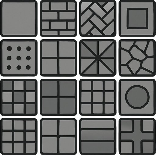 Make grey tiles.
In-Game asset.  2d.  High contrast.  No shadows