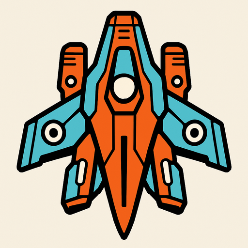 A future spaceship.
In-Game asset.  2d.  High contrast.  No shadows