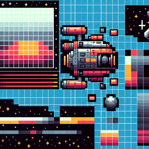 spaceship, retro game, 2d.
Single Game Texture.  In-Game asset.  2d.  Blank background.  High contrast.  No shadows