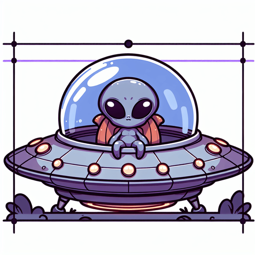 Cute alien in ufo spaceship.
Single Game Texture. In-Game asset. 2d. Blank background. High contrast. No shadows.