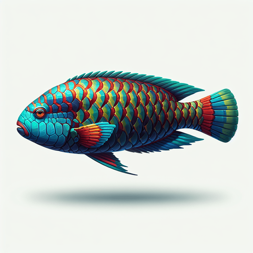 A realistic Parrotfish.
Single Game Texture. In-Game asset. 2d. Blank background. High contrast. No shadows.