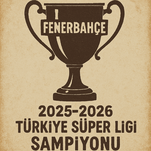 2025 - 2026 Türkiye Süper Ligi Şampiyonu Kupası oluştur , kupanınn üstünde FENERBAHÇE yazsın. soluk renklerde olsun , retro temada olsun 
In-Game asset.  2d.  High contrast.  No shadows