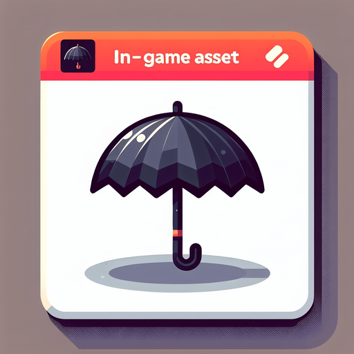 An umbrella, game illustration..
Single Game Texture. In-Game asset. 2d. Blank background. High contrast. No shadows.